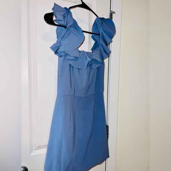 French Connection Blue Ruffle Mini Dress - Picture 2 of 6